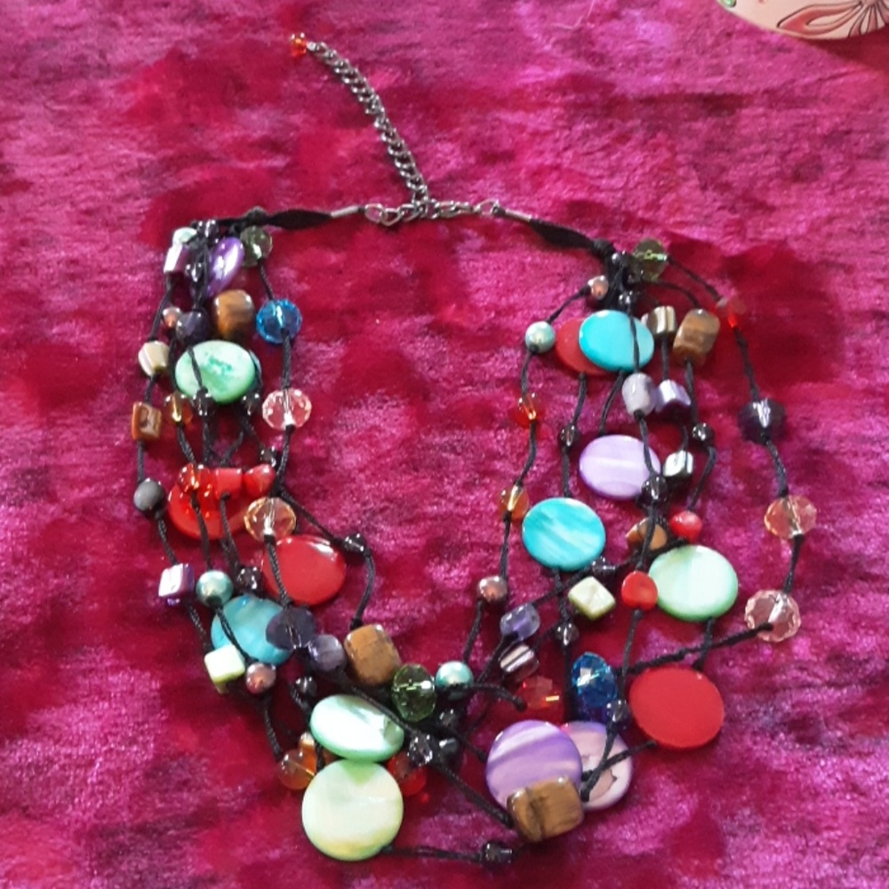 24 inch multicolored beaded necklace fabulous